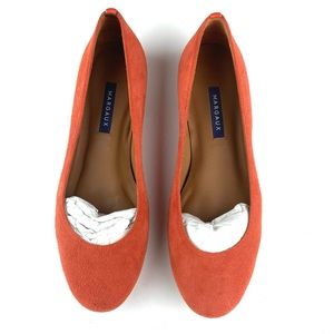 Margaux Size 38 1/2 Wide Orange Suede Leather Dress Casual Slip On Flats